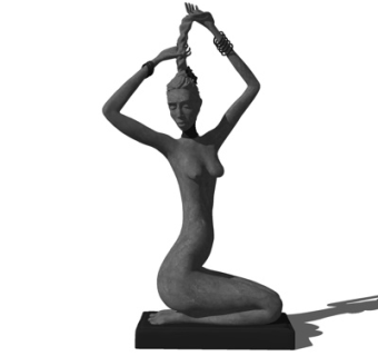 现代束发仕女雕塑su模型