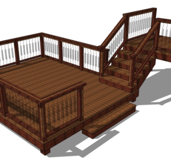 现代实木亲水平台su模型