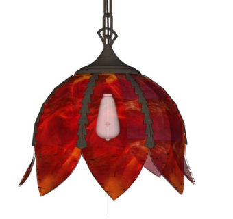 工业风荷花铁艺吊灯su模型