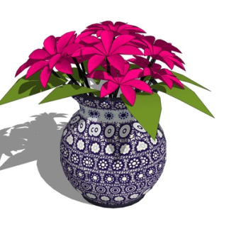 现代花瓶花卉su模型
