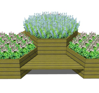 现代公用椅花坛su模型