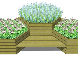 现代公用椅花坛su模型
