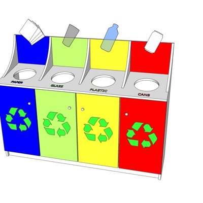 现代公共垃圾桶su模型