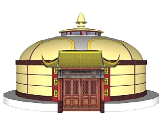 中式蒙古包su模型