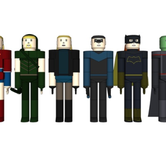 现代乐高积木人物玩具su模型