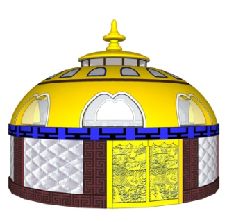 中式蒙古包外观su模型