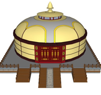 中式蒙古包外观su模型