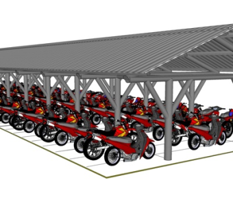 现代车棚su模型