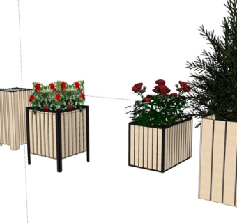 现代植物盆栽su模型