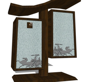 中式垃圾桶su模型