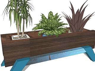 现代植物盆栽su模型