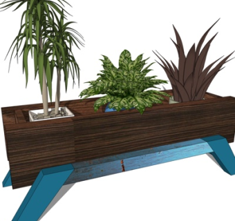 现代植物盆栽su模型