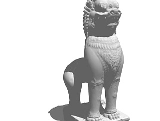 中式石狮子雕塑su模型