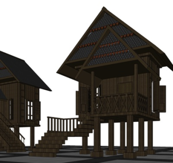 东南亚吊脚楼su模型