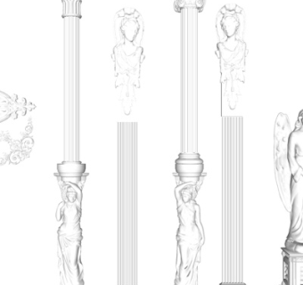 欧式天使雕塑su模型