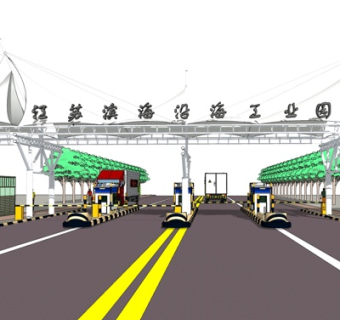 现代高速收费站su模型