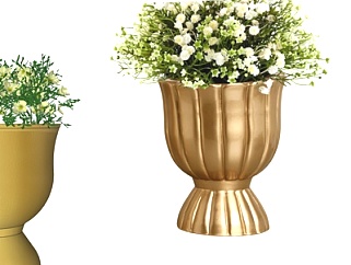 现代金属花瓶花卉su模型