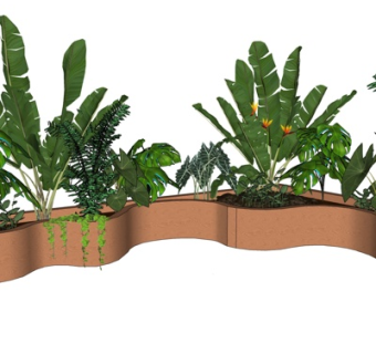 现代花坛植物su模型