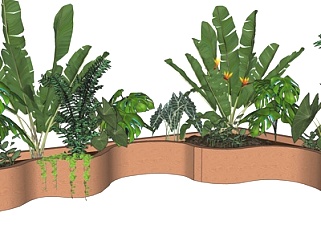 现代花坛植物su模型