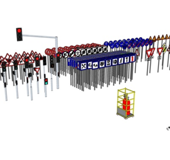 现代交通标志su模型
