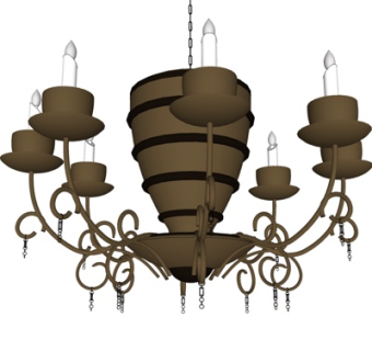 欧式多头烛台吊灯su模型