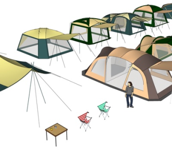 现代帐篷组合su模型
