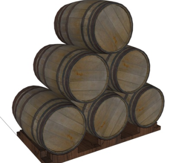 现代橡木酒桶su模型