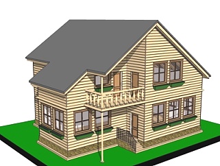 现代木屋别墅su模型