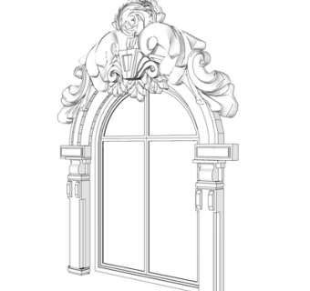 欧式雕花窗su模型