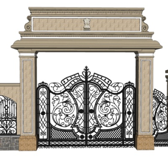 欧式铁艺大门su模型