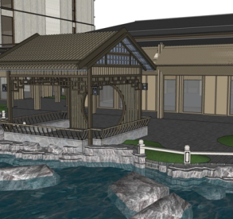 中式商业会所su模型