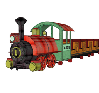 现代蒸汽火车su模型