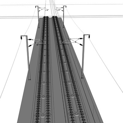 现代火车铁轨su模型