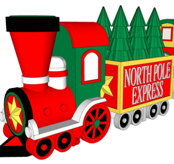 现代火车玩具su模型