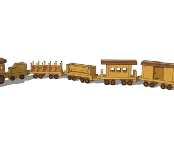 现代木质火车玩具su模型