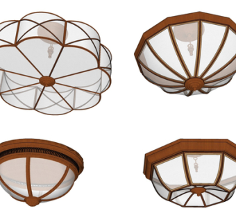 欧式玻璃吊灯su模型