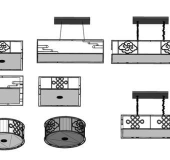 新中式吊灯su模型