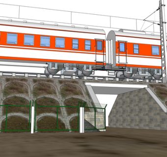 现代火车涵洞su模型