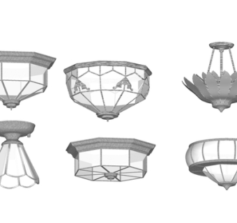 欧式金属吊灯su模型