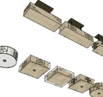 新中式玻璃吊灯su模型