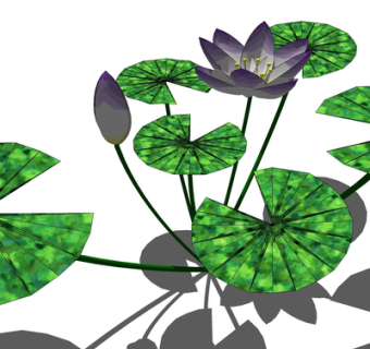 现代荷叶荷花su模型