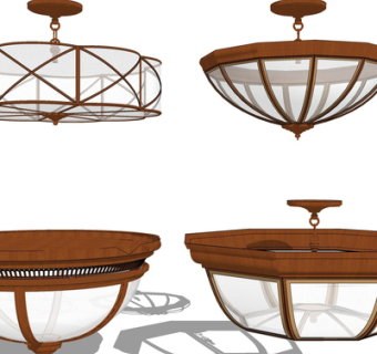 现代玻璃吊灯su模型