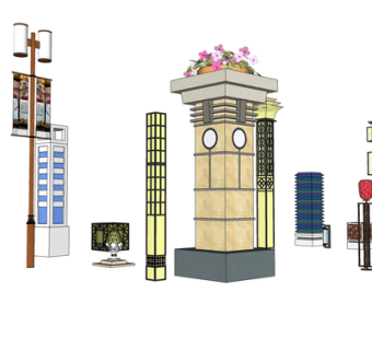 新中式路灯su模型