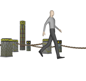 新中式落地式路灯su模型