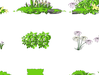 现代2d花草植物su模型