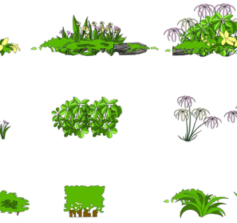 现代2d花草植物su模型