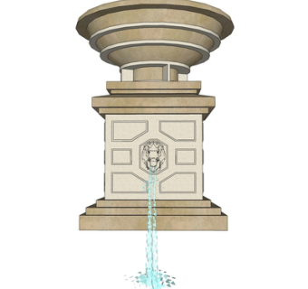 欧式喷泉花钵su模型