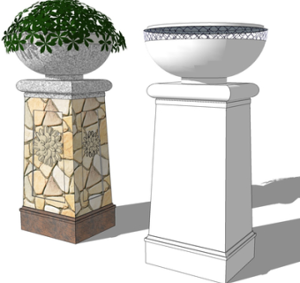 欧式花钵su模型