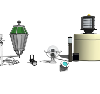 欧式金属射灯壁灯su模型