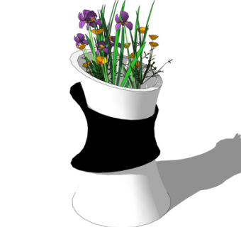 现代花卉盆栽su模型